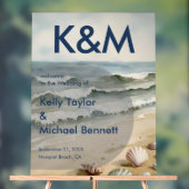 Coastal Blue Wedding Entry met Initialen Acryl Bord (Neutraal)