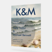 Coastal Blue Wedding Entry met Initialen Acryl Bord (Hoek)