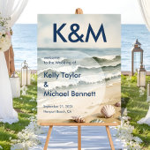 Coastal Blue Wedding Entry met Initialen Acryl Bord