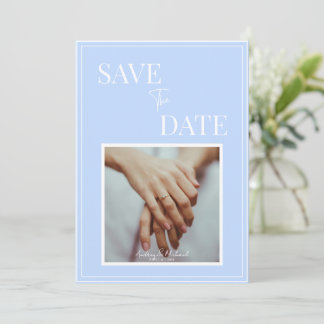 Coastal Blue Wedding Save the Date – Elegant Kaart