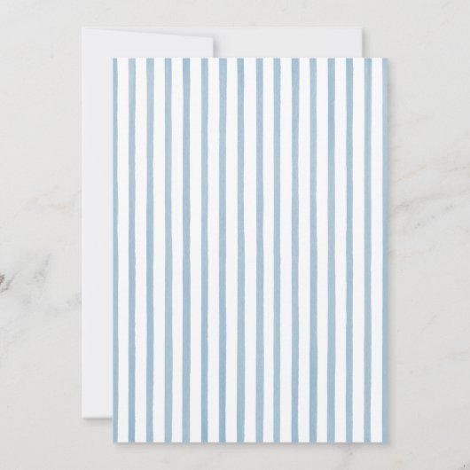 Coastal Blue Whimsical Stripe Bow Wedding Kaart (Achterkant)