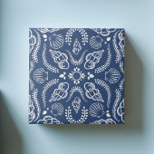 Coastal Blue & White Seashell Modern Patroon Tegeltje