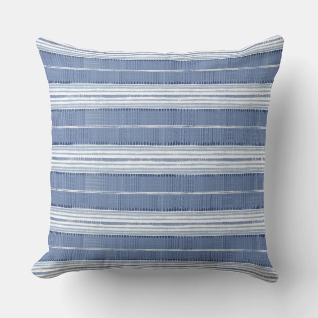 Coastal Blue White Striped Kussen (Voorkant)