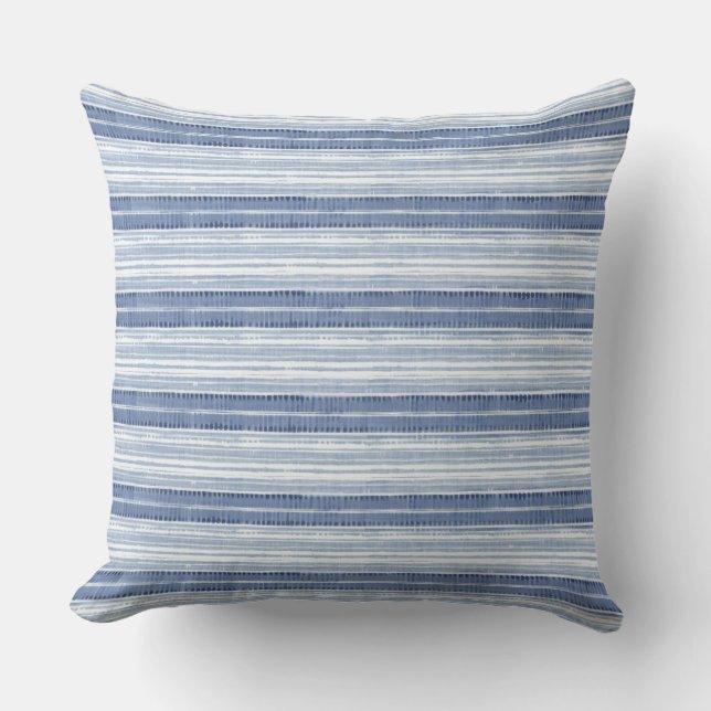 Coastal Blue White Stripes Kussen (Voorkant)