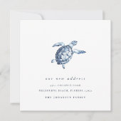 Coastal Blue Zee Turtle Adreswijziging Verhuizing Aankondiging (Voorkant)