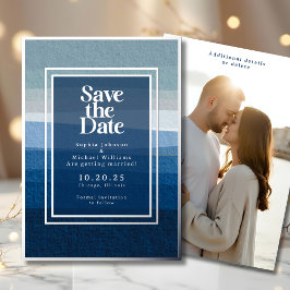 Coastal Blues Abstract Save the Date Photo Beach Folie Feestdagenkaart