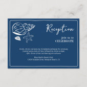 Coastal Blues Seashell & Script Wedding Reception  Informatiekaartje (Voorkant)