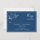 Coastal Blues Seashells & Script Wedding RSV RSVP Kaartje (Voorkant)