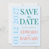 Coastal Breeze typography wedding Save The Date (Voorkant)