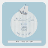 Coastal Bridal Shower Boat Stripe Vierkante Sticker (Voorkant)