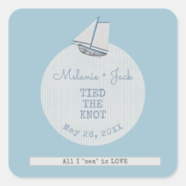 Coastal Bridal Shower Boat Stripe  Vierkante Sticker