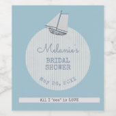 Coastal Bridal Shower Boat Stripe  Wijn Etiket (Enkel label)