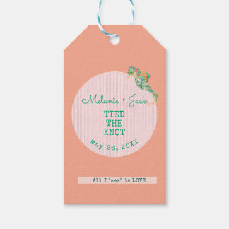 Coastal Bridal Shower Seahorse Stripe Cadeaulabel