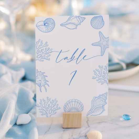 Coastal Bridal Shower Table Number Kaart