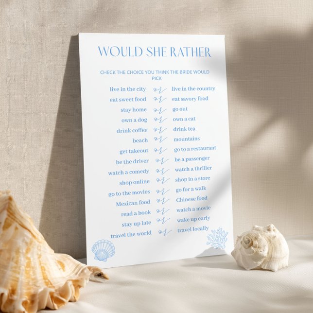 Coastal Bridal Shower Would She Rather Game (Creator heeft geüpload)