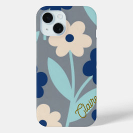 Coastal Calm Florals | Indigo & Turquoise pattern iPhone 15 Case