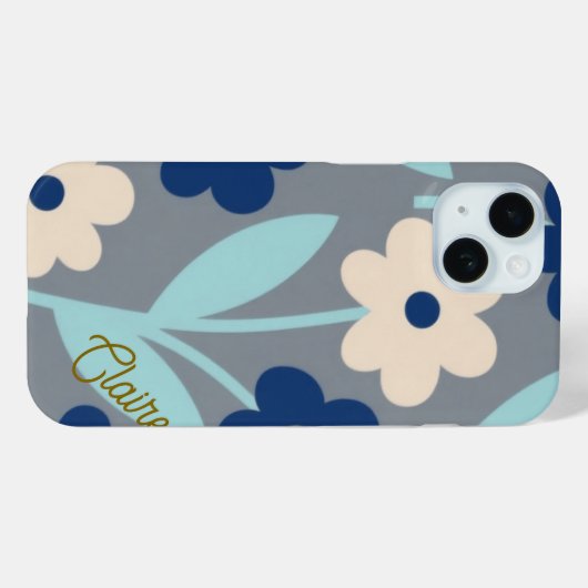Coastal Calm Florals | Indigo & Turquoise pattern Case-Mate iPhone Case (Achterkant (horizontaal))