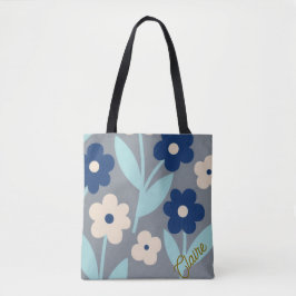Coastal Calm Florals | Indigo & Turquoise pattern Tote Bag