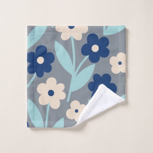 Coastal Calm Florals | Indigo & Turquoise pattern Washandje (Wasdoekje)