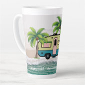 Coastal Camping Retro Trailer Personalized Latte Mok (Linkerhoek)