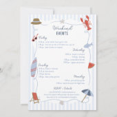 Coastal Cape Cod Bachelorette Itinerary Invite  Kaart (Achterkant)