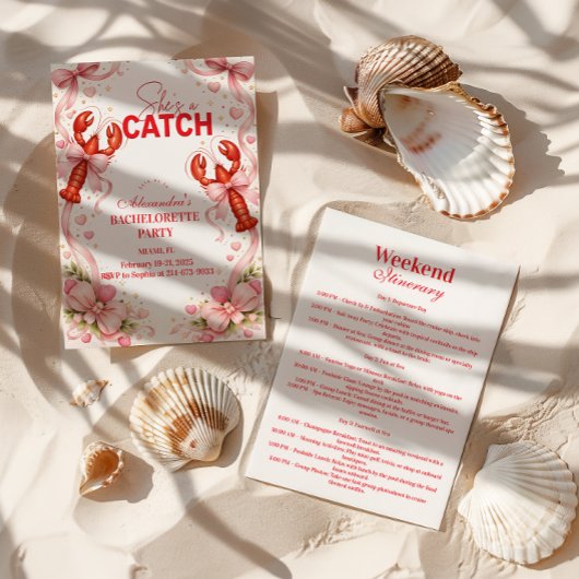 Coastal Catch Vintage Bachelorette Party Kaart