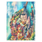 Coastal Charm Italië Cinque Terre Waterverf | Tafelkleed (Voorkant)