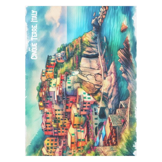 Coastal Charm Italië Cinque Terre Waterverf | Tafelkleed (Voorkant)