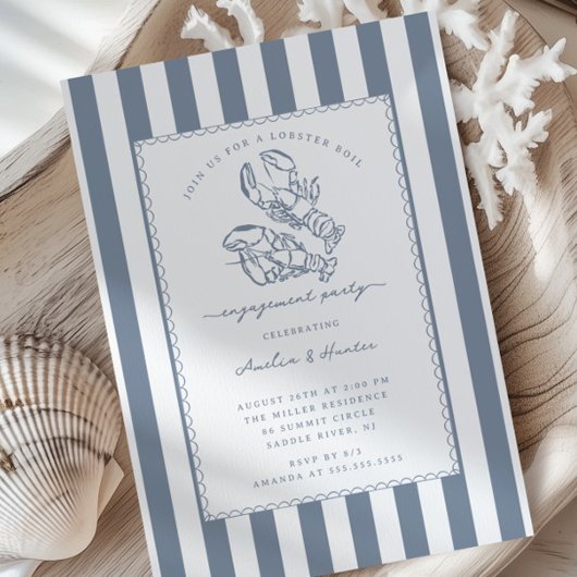 Coastal Charm Lobster Verloving Uitnodiging