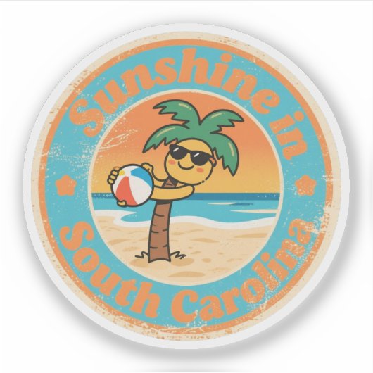 Coastal Charm_ South Carolina Palmetto Vintage Sticker (Voorkant)
