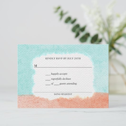 Coastal Charm Waterverf RSVP Kaartje (Staand voorkant)