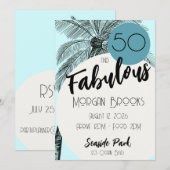 Coastal Chic 50 and Fabulous Birthday Aqua Kaart (Voorkant / Achterkant)