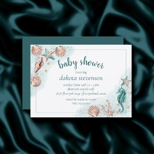 Coastal Chic   Baby shower Blauwgroen en koraal Ze Kaart