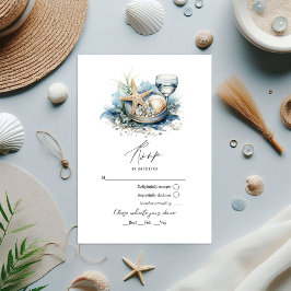 Coastal Chic Beach bruiloft RSVP Kaartje