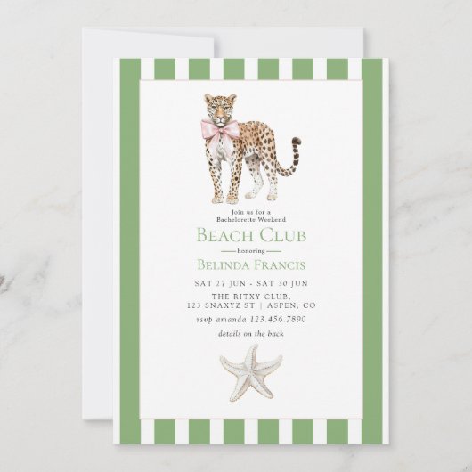 Coastal Chic Beach Club Bachelorette Weekend Kaart (Voorkant)