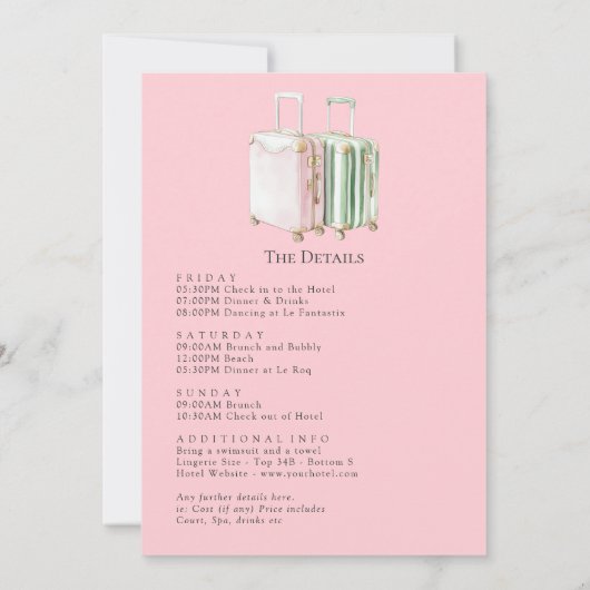 Coastal Chic Beach Club Bachelorette Weekend Kaart (Achterkant)