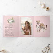 Coastal Chic Beach Club Bachelorette WeekenQR Code Drieluik Uitnodiging (Binnen)