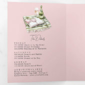 Coastal Chic Beach Club Bachelorette WeekenQR Code Drieluik Uitnodiging (Binnenzijde eerst)