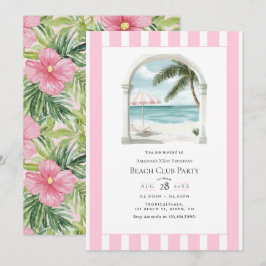 Coastal Chic Beach Club Birthday Party Kaart