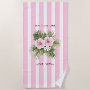 Coastal Chic Beach Club Roze Tropische Streep Strandlaken