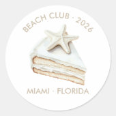 Coastal Chic Beach Club Starfish Cake Ronde Sticker (Voorkant)