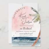 Coastal Chic Beach Photo Wedding Bewaar de datum Kaart (Voorkant)