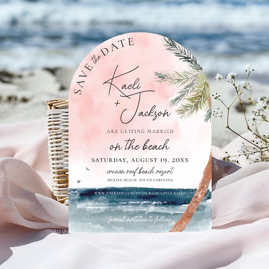 Coastal Chic Beach Photo Wedding Bewaar de datum Kaart