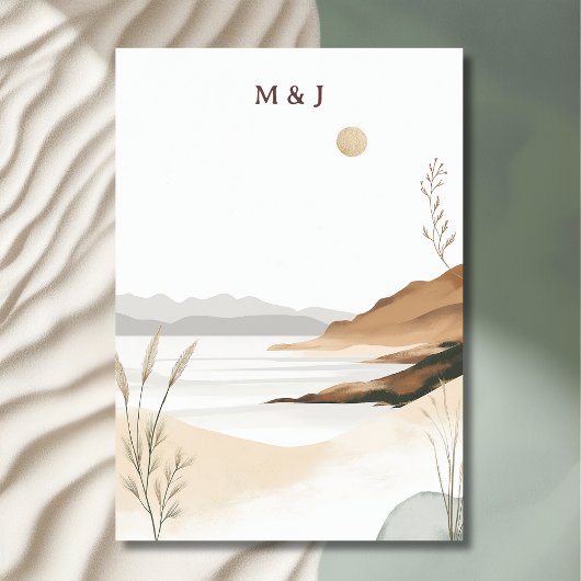 Coastal Chic Beach Waterverf bruiloft Bedankkaart