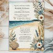 Coastal Chic Beach Waterverf bruiloft Kaart