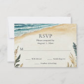 Coastal Chic Beach Waterverf bruiloft RSVP Kaartje (Voorkant)