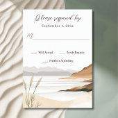 Coastal Chic Beach Waterverf bruiloft RSVP Kaartje