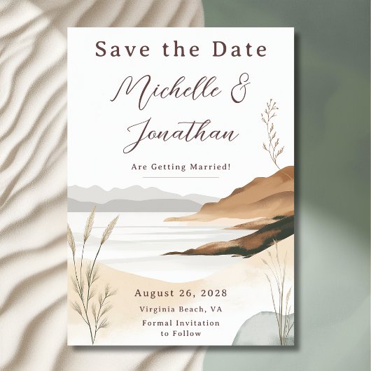 Coastal Chic Beach Waterverf bruiloft Save The Date