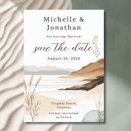 Coastal Chic Beach Waterverf bruiloft Save The Date