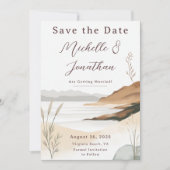 Coastal Chic Beach Waterverf bruiloft Save The Date (Voorkant)